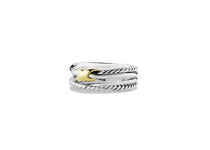 Fashion Twisted Stack Ring with Rhodium Plated